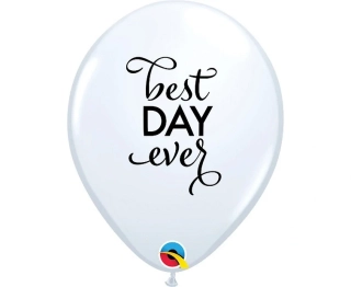 Balónky Best Day Ever, bílé, 28 cm, 25 ks