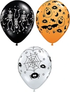 Balóny Mix Halloween vzory, pastelové 3 barvy / 25 ks