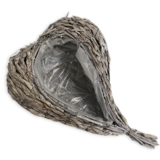 Srdce obal ratan/proutí 35cm béžová