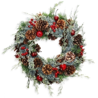 Věnec pvc/šišky 38cm červená