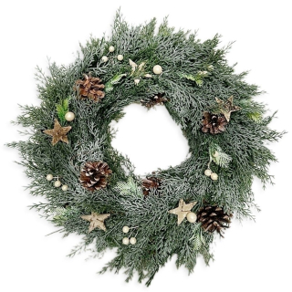 Věnec pvc/dřevo 38cm zelená