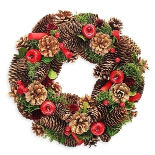 Věnec šišky/pvc 33cm červená