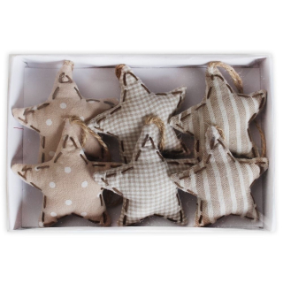 Hvězda závěs textil 6ks/6cm béžová