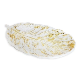 List tác dřevo 29,5cm bílozlatá patina