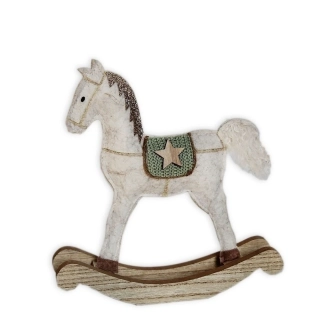 Houpací kůň filc 22cm krém/zelená