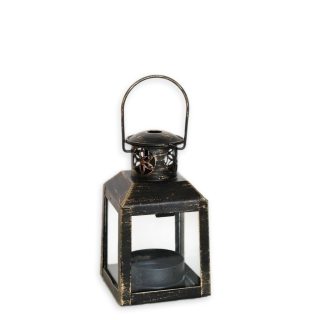 Lucerna kov/sklo 6,2V11cm černá patina