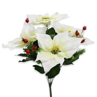 Poinsettia kytice x7/40cm bílá