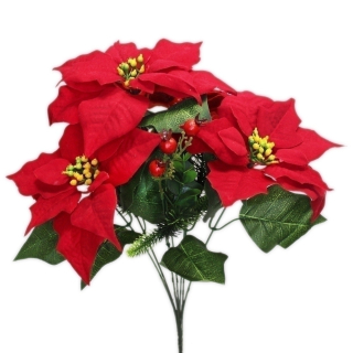 Poinsettia kytice x7/40cm červená