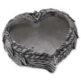 Srdce obal polyresin 15cm šedá