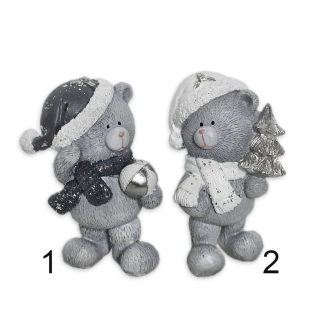 Medvěd polyresin 11,5cm šedá