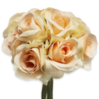 Růže kytice x9/25cm  sv.broskev