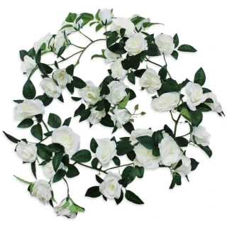 Růže girlanda 8cm/173cm bílá