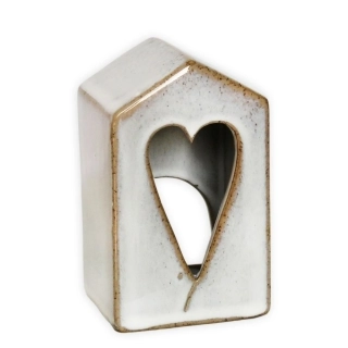 Domek svícen porcelán 14,1cm bílá