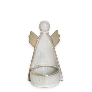 Anděl svícen porcelán 12,6cm bílá