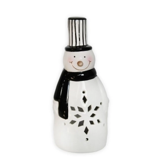 Sněhulák svícen LED/porcelán 18,5cm