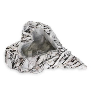 Srdce obal proutí V28cm šedá patina