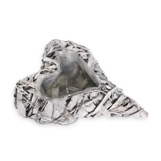 Srdce obal proutí V23cm šedá patina