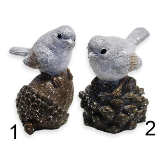 Ptáček polyresin V8,5cm šedá/hnědá