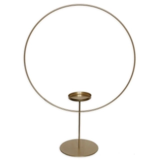 Svícen kruh kov pr.40/V55cm mat šampáň