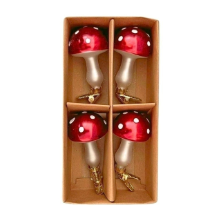 Muchomůrky/klip sklo 4ks/7cm