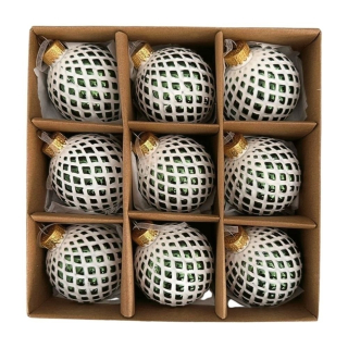 Koule sklo 9ks/6cm zelená