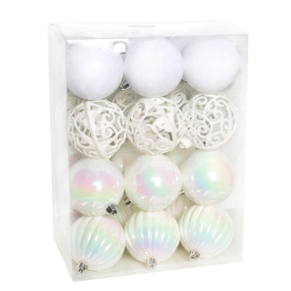 Baňky pvc 24ks/8cm bílá perleť