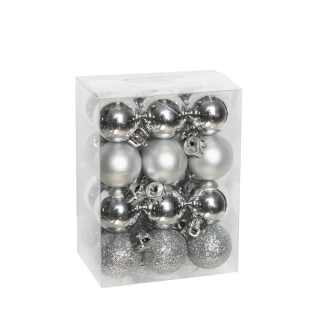 Baňky pvc 24ks/3cm stříbrná