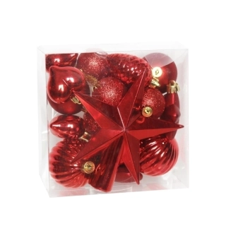 Baňky+špice pvc 19ks/4-14cm červená