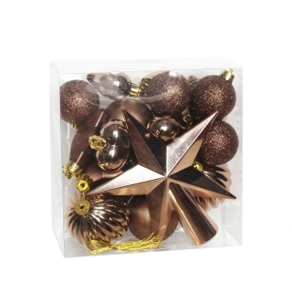 Baňky+špice pvc 19ks/4-14cm sv. hnědá