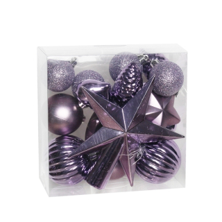 Baňky+špice pvc 19ks/4-14cm fialová