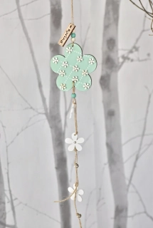 Dřevěná květinka s/3, tyrkysová