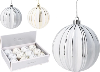 Vánoční baňky bílo-zlaté, bílo-stříbrné 10 cm