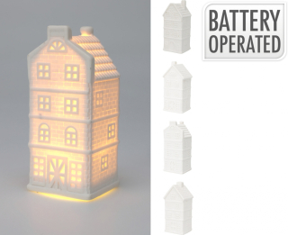 Porcelánový domek 12x6x5 cm s LED, mix druhů