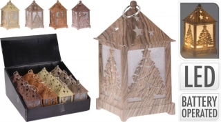 Vánoční LED lucerna, 12,5x6,5x6,5 cm, mix barev