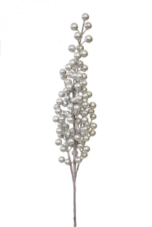 Větvička s bobulkami stříbrná 63 cm