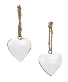 Dřevěné srdíčko Mango na zavěšení bílé 5x5x3 cm