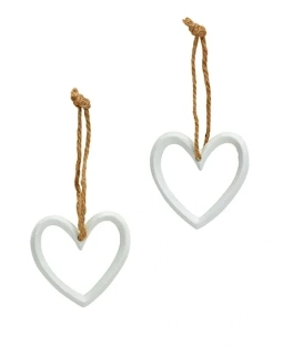 Kovové srdce na zavěšení bílé 6x6x0,5 cm