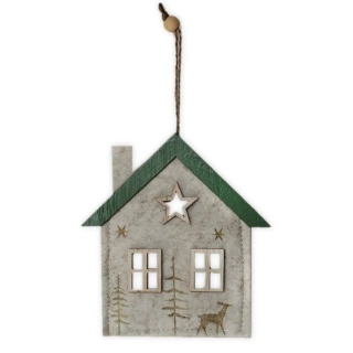 Domek závěs filc 15cm krém/zelená