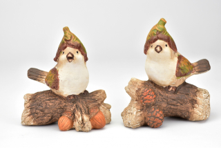 Ptáček s čepicí na větvičce 14x13x7 cm