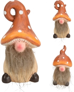 Keramický skřítek Houbák 12 cm, mix