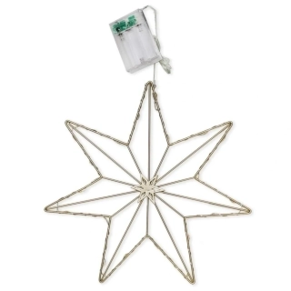 Hvězda kov LED pr.30cm mat šampaň