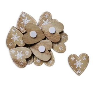 Srdce přízdoba dřevo 12ks/4cm natural