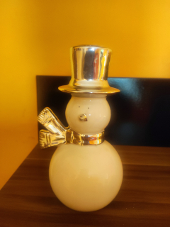 Sněhulák porcelán svícen 16,3cm bílý