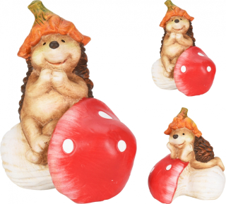 Keramický ježek s muchomůrkou 14,5x9,5x12 cm,mix