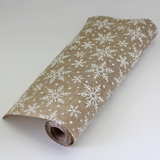 Deko látka bavlna vločky 36cm/5m natural/bílá