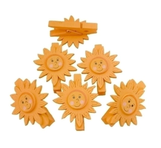 Sluníčko na kolíčku dřevo 6ks/4x5cm žlutá