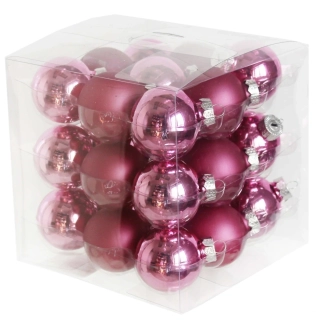 Koule sklo 6cm/27ks tm.růžová
