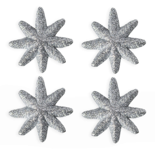 Hvěžda přízdoba pvc 4ks/5,5cm stříbrná