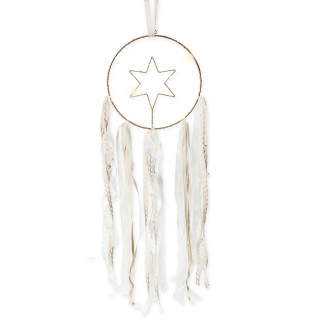 Lapač snů kov/textil/LED 80cmkrém II.jakost