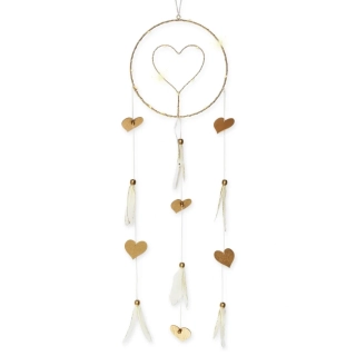 Lapač snů srdce kov/LED 80cm krém II.jakost